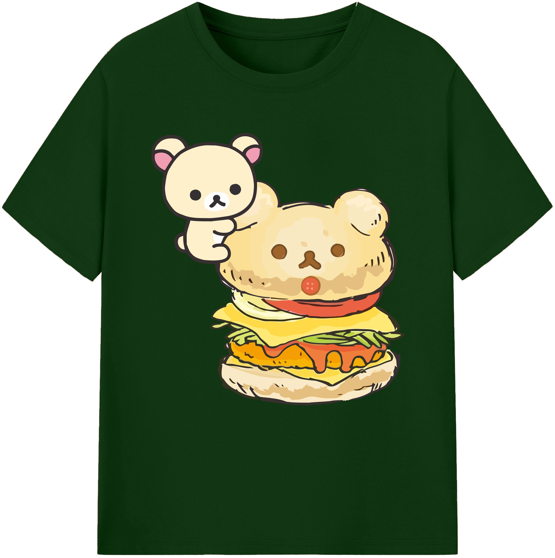 （画像用） リラックマ リラックマ キイロイトリ Rilakkuma Korilakkuma Kiiroitori 綿100％半袖Tシャツ（フロントプリント）